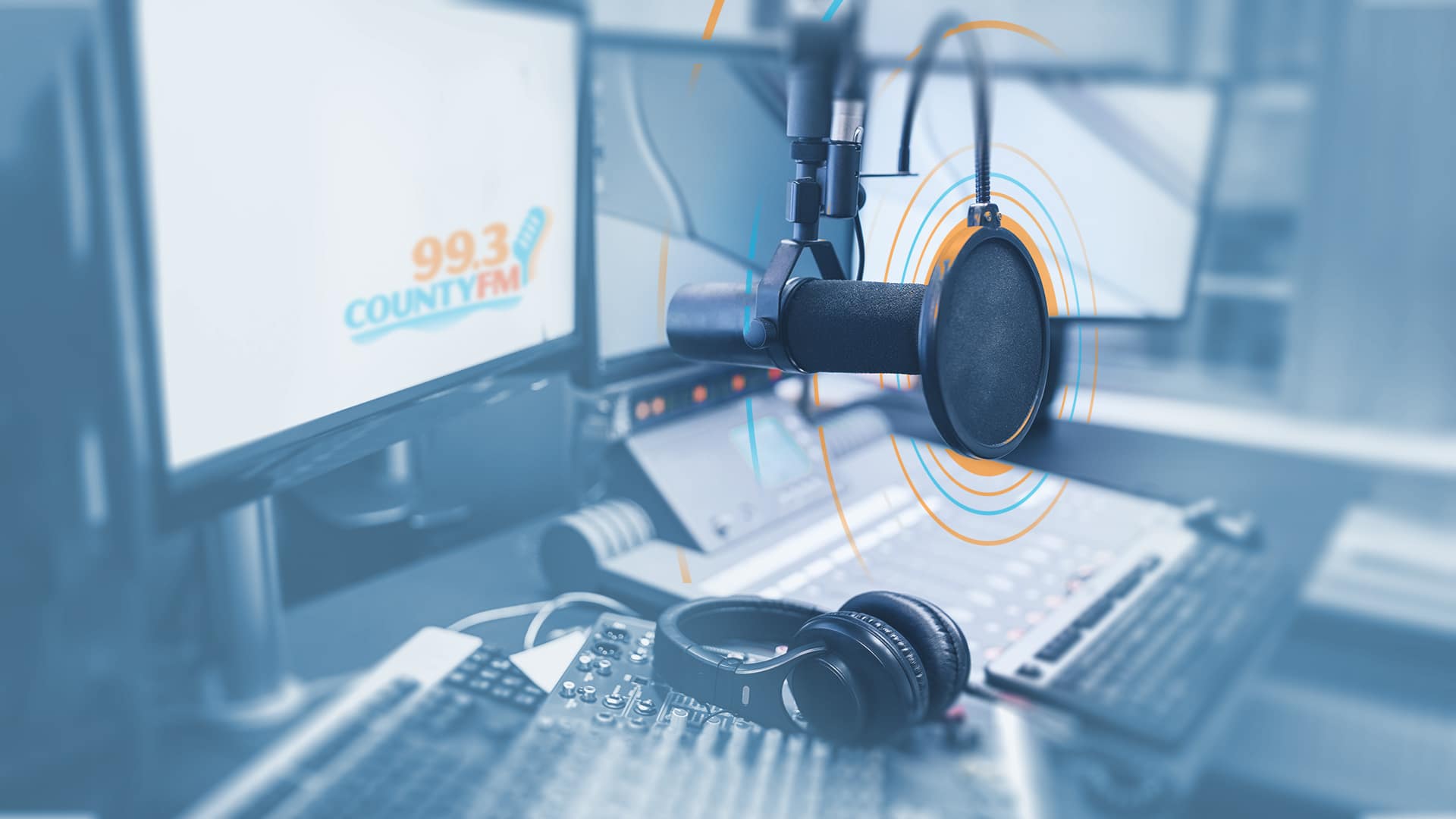 Radio Station Desk and Microphone